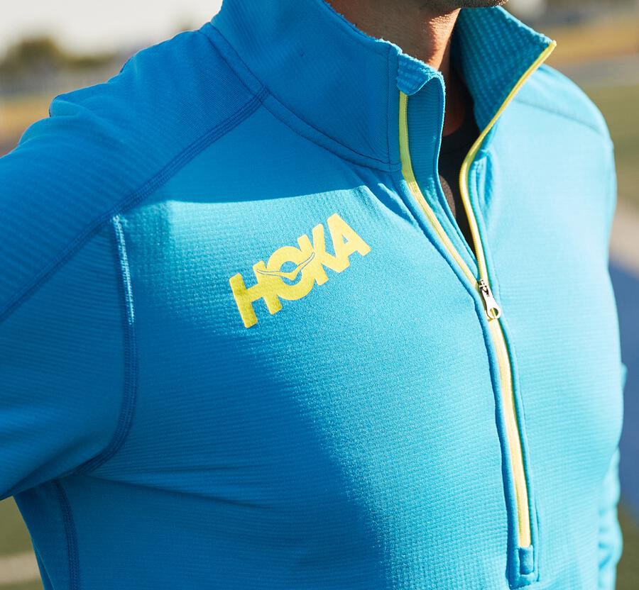 Hoka One One Top Heren - 1/2 Rits Midlayer - Blauw - RO6452701